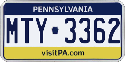 PA license plate MTY3362