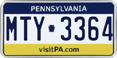 PA license plate MTY3364