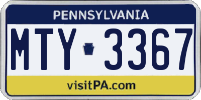 PA license plate MTY3367