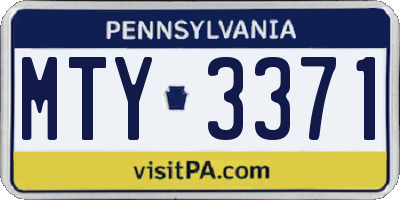 PA license plate MTY3371