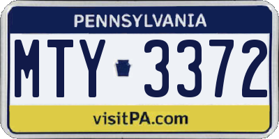 PA license plate MTY3372