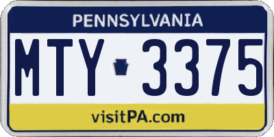 PA license plate MTY3375