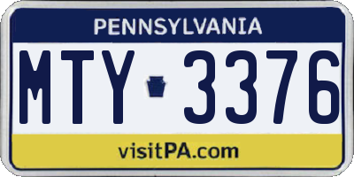 PA license plate MTY3376