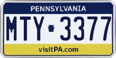 PA license plate MTY3377