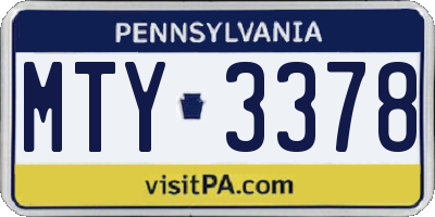 PA license plate MTY3378