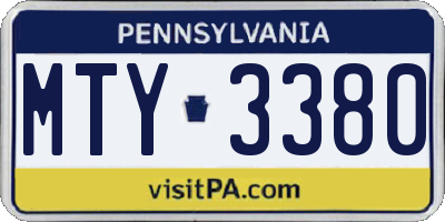 PA license plate MTY3380