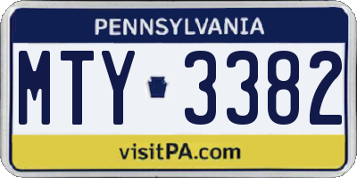 PA license plate MTY3382