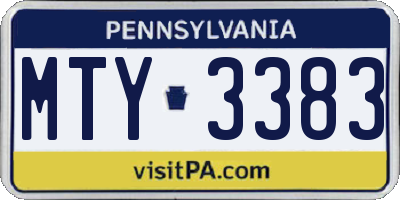 PA license plate MTY3383