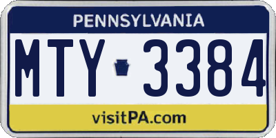 PA license plate MTY3384
