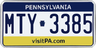 PA license plate MTY3385