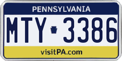 PA license plate MTY3386