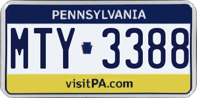 PA license plate MTY3388