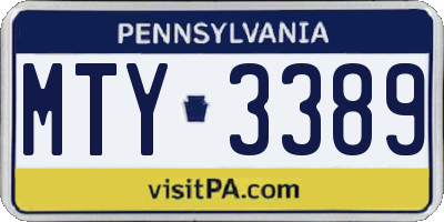 PA license plate MTY3389