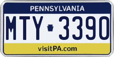 PA license plate MTY3390