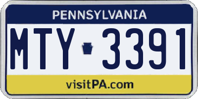 PA license plate MTY3391