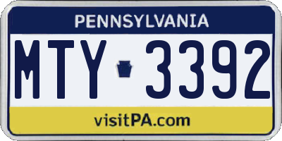 PA license plate MTY3392