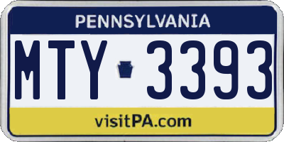 PA license plate MTY3393
