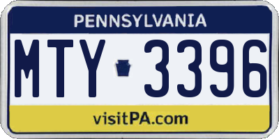 PA license plate MTY3396