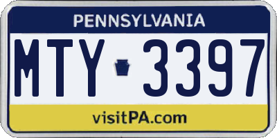 PA license plate MTY3397