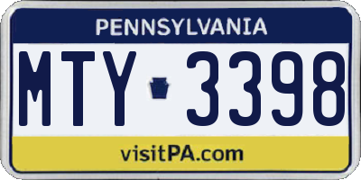 PA license plate MTY3398