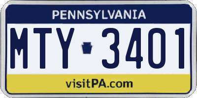 PA license plate MTY3401