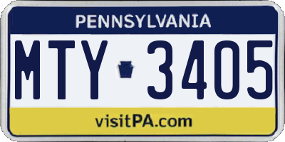 PA license plate MTY3405