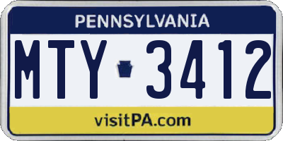 PA license plate MTY3412