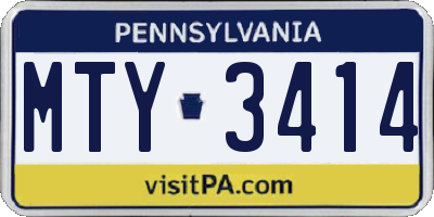 PA license plate MTY3414