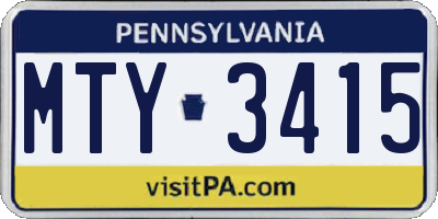 PA license plate MTY3415