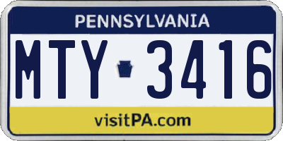 PA license plate MTY3416