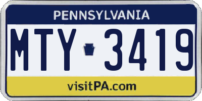 PA license plate MTY3419