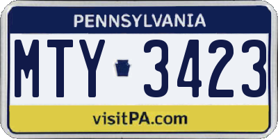 PA license plate MTY3423