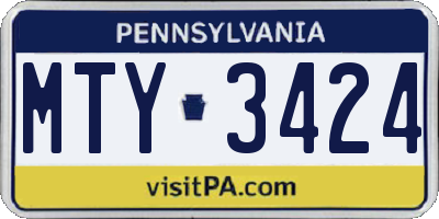 PA license plate MTY3424