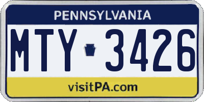 PA license plate MTY3426