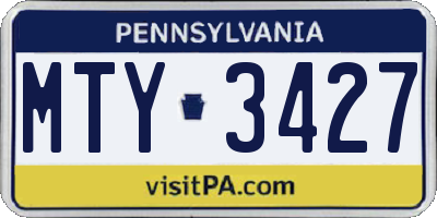 PA license plate MTY3427