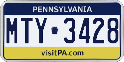 PA license plate MTY3428