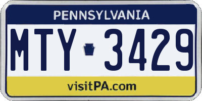 PA license plate MTY3429