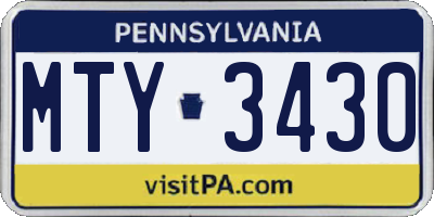PA license plate MTY3430