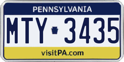 PA license plate MTY3435