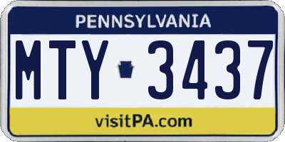 PA license plate MTY3437