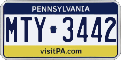 PA license plate MTY3442