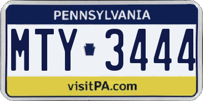 PA license plate MTY3444