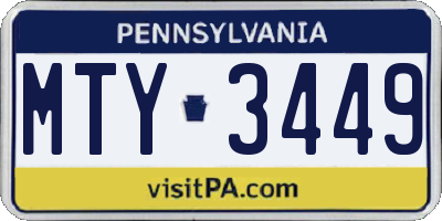 PA license plate MTY3449