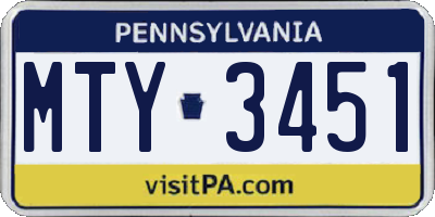 PA license plate MTY3451