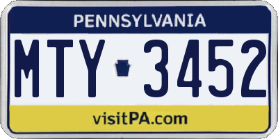 PA license plate MTY3452
