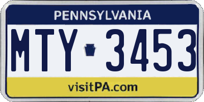 PA license plate MTY3453