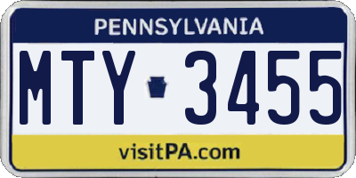 PA license plate MTY3455