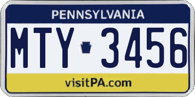 PA license plate MTY3456