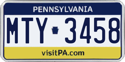 PA license plate MTY3458