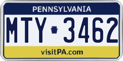 PA license plate MTY3462